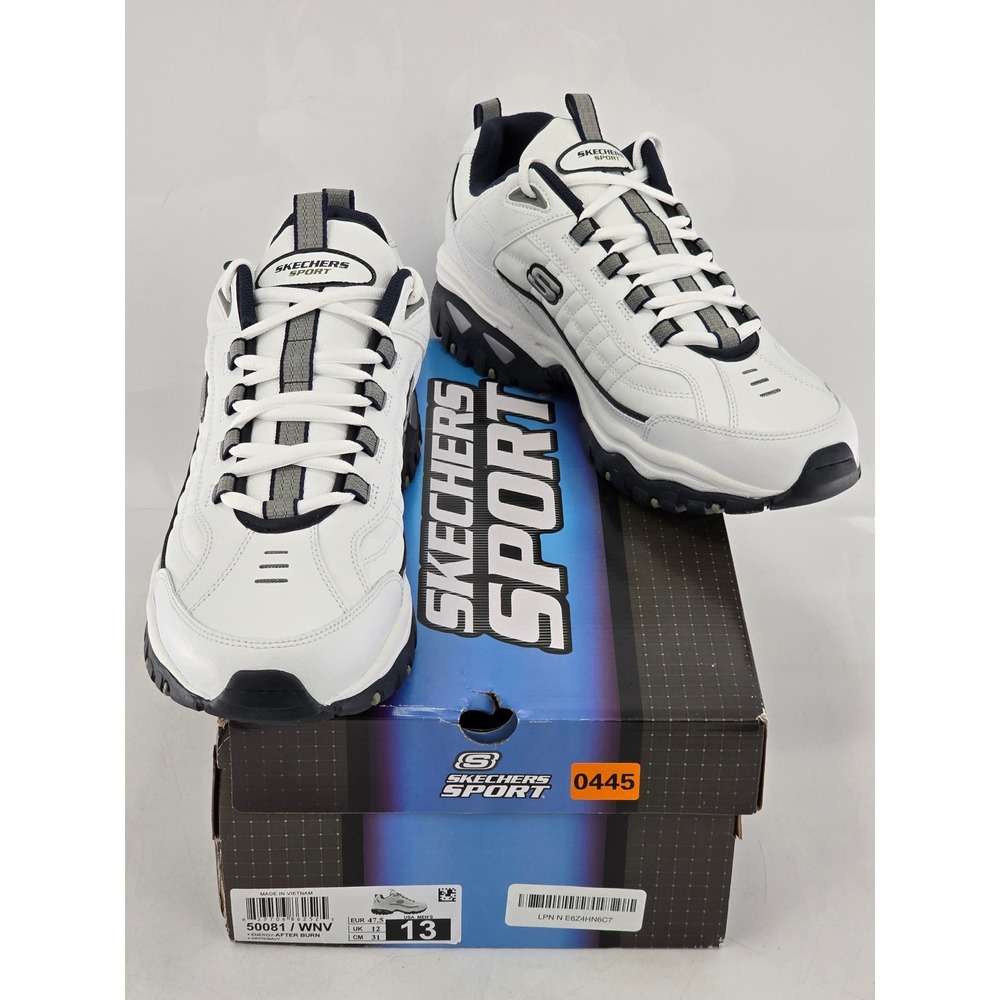 Skechers‎ Energy After Burn Mens 13 White Navy Sneakers 50081-WNV -New